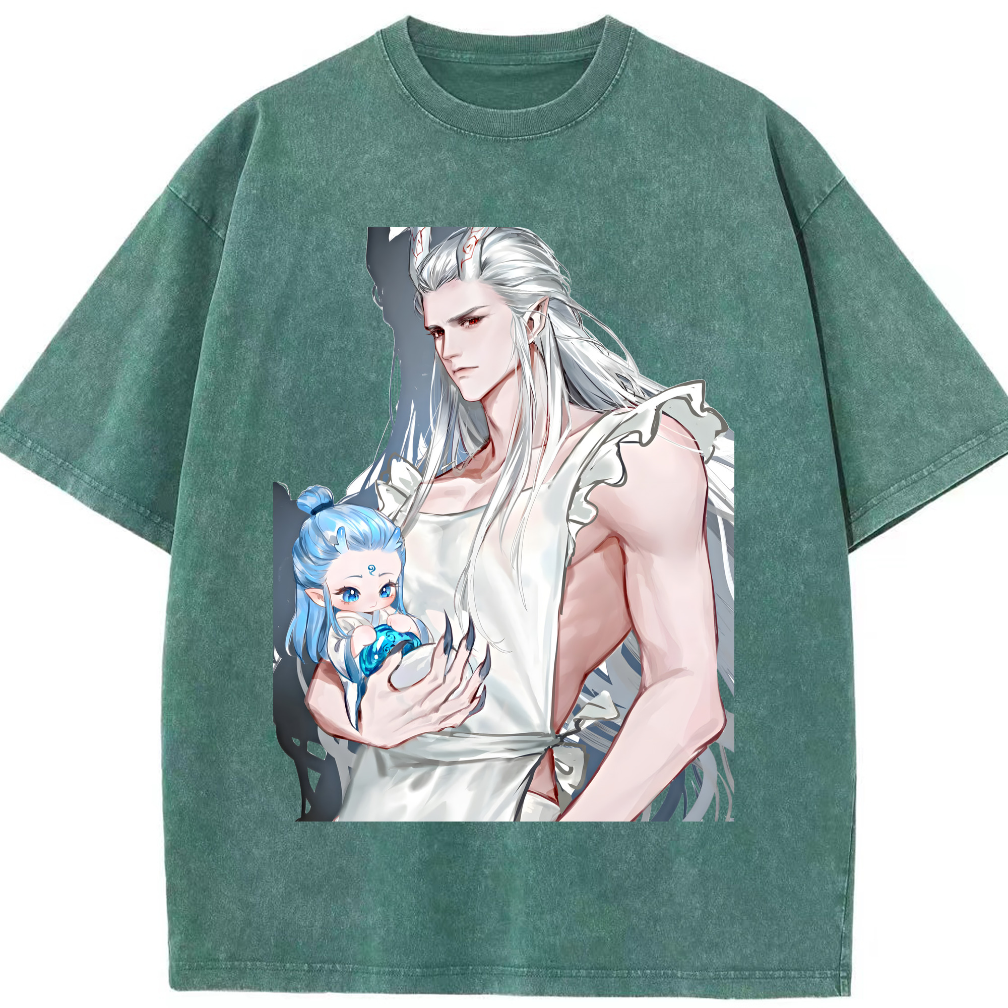 （画像用） Ne Zha 2 ナタ 魔童の大暴れ 綿100% ヴィンテージ風 半袖Tシャツ（フロントプリント）